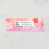 抽象芸術モダンカラフルピンクのスプラッシュ水色 スキニー名刺 (裏面)