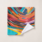 抽象芸術モダンカラフルブライトはっきりしたパターン バスタオルセット (ウォッシュタオル)