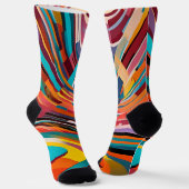 抽象芸術モダンカラフルブライトパタはっきりしたーン ソックス (傾斜あり)