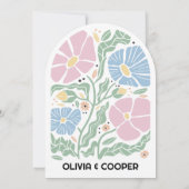 抽象芸術モダンカラフル結婚フローラ 招待状 (裏面)