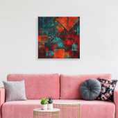 抽象芸術モダンカラフル芸術的型 キャンバスプリント (インサイチュ (リビング))