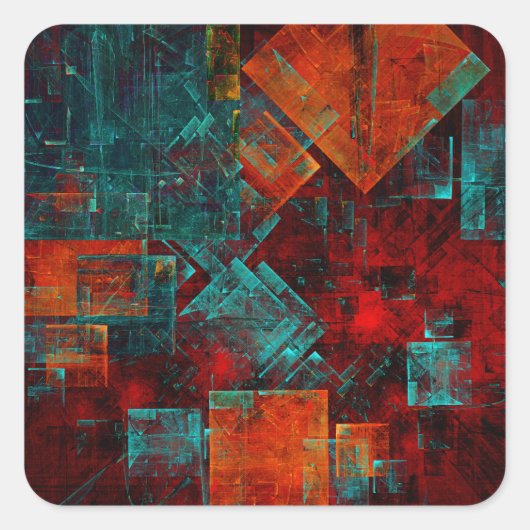 抽象芸術モダンカラフル芸術的型 スクエアシール (正面)