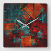 抽象芸術モダンカラフル芸術的型 スクエア壁時計 (正面)