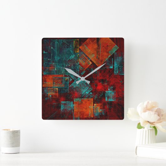 抽象芸術モダンカラフル芸術的型 スクエア壁時計 (ホーム)