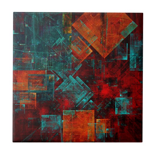 抽象芸術モダンカラフル芸術的型 タイル (正面)