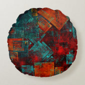 抽象芸術モダンカラフル芸術的型 ラウンドクッション (正面)