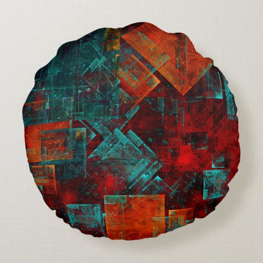 抽象芸術モダンカラフル芸術的型 ラウンドクッション (裏面)