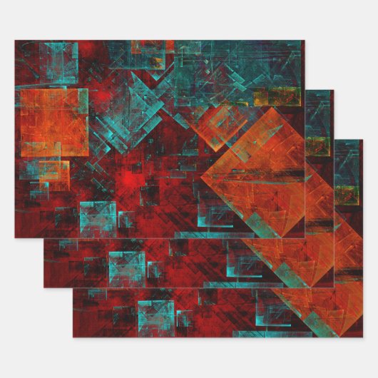 抽象芸術モダンカラフル芸術的型 ラッピングペーパーシート (セット)