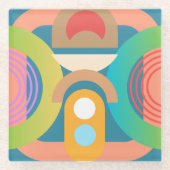 抽象芸術モダンカラフル ガラスコースター (正面)