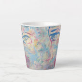 抽象芸術モダンカラフル「ファンシー」ラテマグカップ カフェラテマグ (正面)