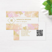 抽象芸術モダンカラーロゴピンク金ゴールドQRコード (デスク)