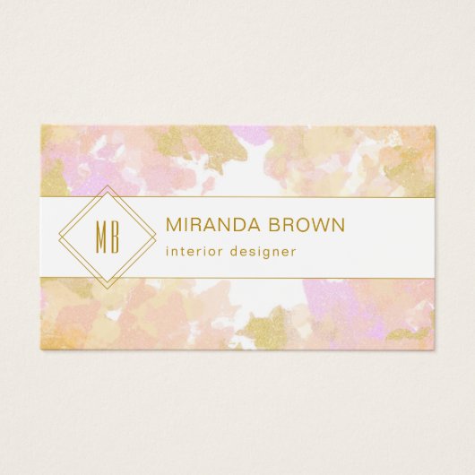 抽象芸術モダンカラーロゴピンク金ゴールドQRコード (正面)