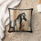 抽象芸術モダンカラー地球トーン絵を描ウマ クッション (ブランケット)