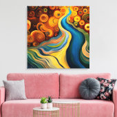 抽象芸術モダンカラー渦巻川 キャンバスプリント (インサイチュ (リビング))