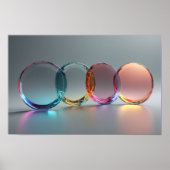抽象芸術モダンガラスアートパステルアンドグレー ポスター (正面)