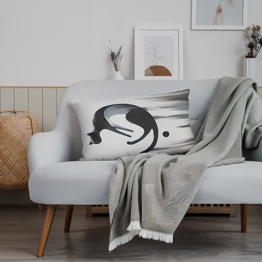 抽象芸術モダンキャット – ミニマルデザインアート ランバークッション