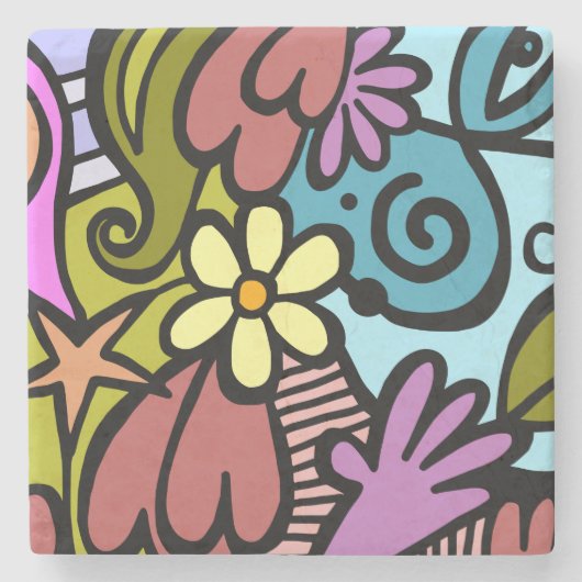 抽象芸術モダンキュービズム美術 ストーンコースター (正面)