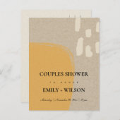 抽象芸術モダンクラフトさびオレンジ色カップルのシャワー インビテーションポストカード (正面/裏面)