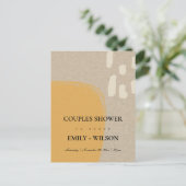 抽象芸術モダンクラフトさびオレンジ色カップルのシャワー インビテーションポストカード (スタンド正面)