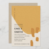 抽象芸術モダンクラフトオレンジ赤ちゃんシャワー招待状 サンキューカード (正面/裏面)