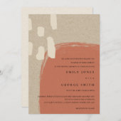 抽象芸術モダンクラフトテラコッタウェディング招待 サンキューカード (正面/裏面)