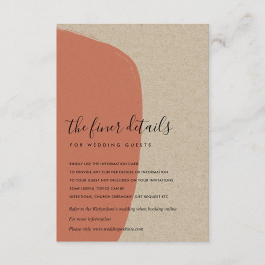 抽象芸術モダンクラフトテラコッタ結婚の詳細 エンクロージャーカード (正面)