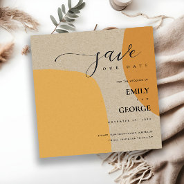 抽象芸術モダンクラフトORANGE日付カードを保存 サンキューカード