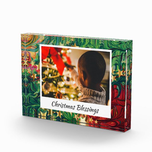抽象芸術モダンクリスマススターフォトキープサケ フォトブロック (右)