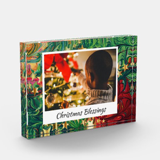 抽象芸術モダンクリスマススターフォトキープサケ フォトブロック (左)