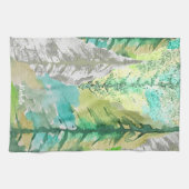 抽象芸術モダンクリスマスツリーウォーターカラーアート キッチンタオル (横)