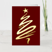 抽象芸術モダンクリスマスツリーホリデイ 箔グリーティングカード (正面)