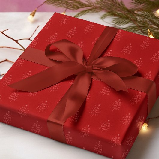 抽象芸術モダンクリスマスツリーレッドホリデーギフト ラッピングペーパー