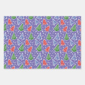 抽象芸術モダンクリスマスツリー紫の休日 ラッピングペーパーシート (正面3)