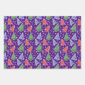 抽象芸術モダンクリスマスツリー紫の休日 ラッピングペーパーシート (正面)