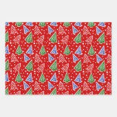 抽象芸術モダンクリスマスツリー赤い休日 ラッピングペーパーシート (正面2)