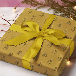 抽象芸術モダンクリスマスツリー金ゴールドホリデーギフト ラッピングペーパー