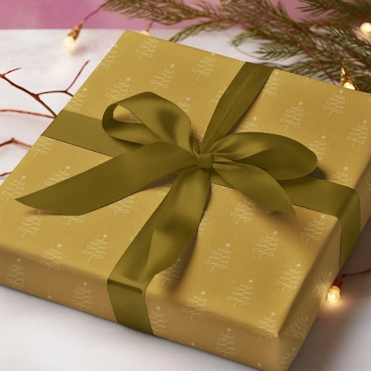 抽象芸術モダンクリスマスツリー金ゴールドホリデーギフト ラッピングペーパー