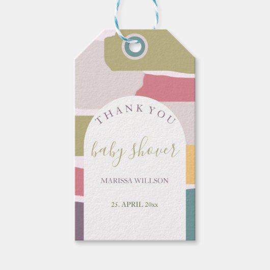 抽象芸術モダンクリーミーな夏のカラースプラッシュ ギフトタグ (正面)