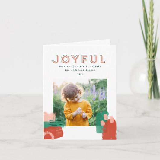 抽象芸術モダングラフィック赤、ピンク+緑の写真 案内状 (正面)