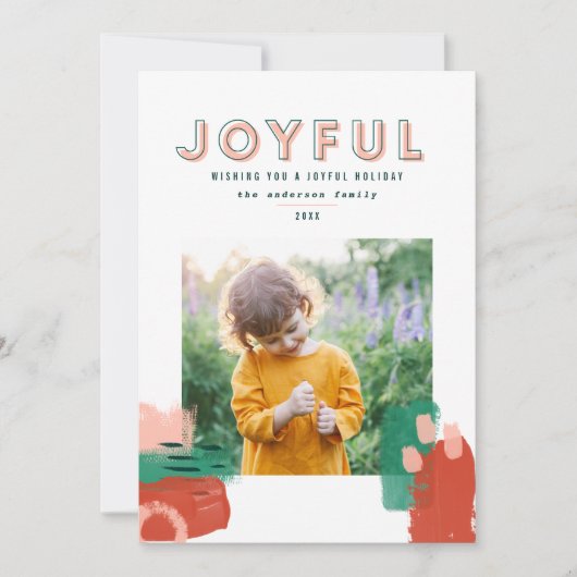 抽象芸術モダングラフィック赤、ピンク+緑の写真 案内状 (正面)