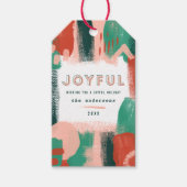 抽象芸術モダングラフィック赤、ピンク+緑の喜び ギフトタグ (正面)