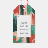 抽象芸術モダングラフィック赤、ピンク+緑の喜び ギフトタグ (裏面)