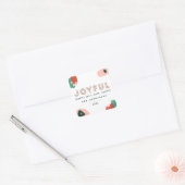 抽象芸術モダングラフィック赤、ピンク+緑の喜び スクエアシール (封筒)