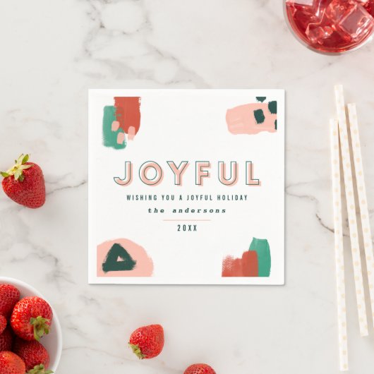 抽象芸術モダングラフィック赤、ピンク+緑の喜び スタンダードカクテルナプキン (インサイチュ)