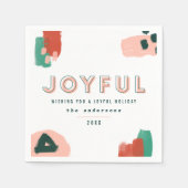 抽象芸術モダングラフィック赤、ピンク+緑の喜び スタンダードカクテルナプキン (正面)