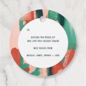 抽象芸術モダングラフィック赤、ピンク+緑の喜び フェイバータグ (裏面)