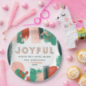 抽象芸術モダングラフィック赤、ピンク+緑の喜び ペーパープレート (パーティー)