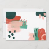 抽象芸術モダングラフィック赤、ピンク+緑の喜び 案内状 (裏面)