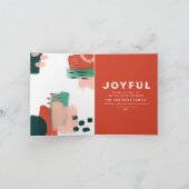 抽象芸術モダングラフィック赤、ピンク+緑の喜び 案内状 (内部)