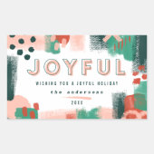 抽象芸術モダングラフィック赤、ピンク+緑の喜び 長方形シール (正面)